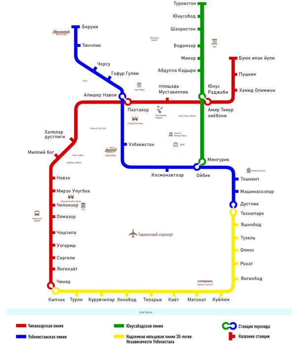 Карта метро Ташкента